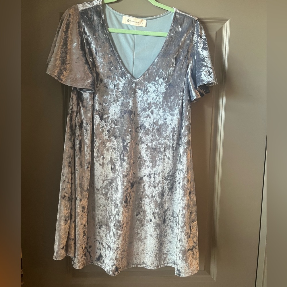 The Impeccable Pig cocktail dress. blue/gray and shimmery. Size Medium